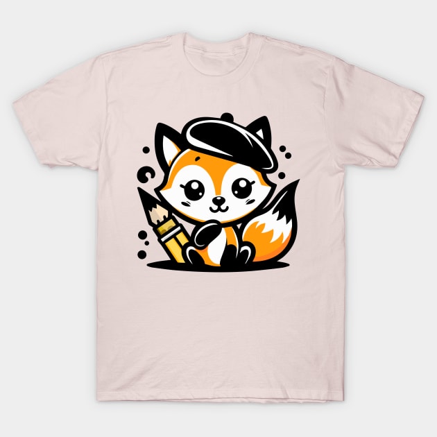 cute artist fox T-Shirt by WPHmedia